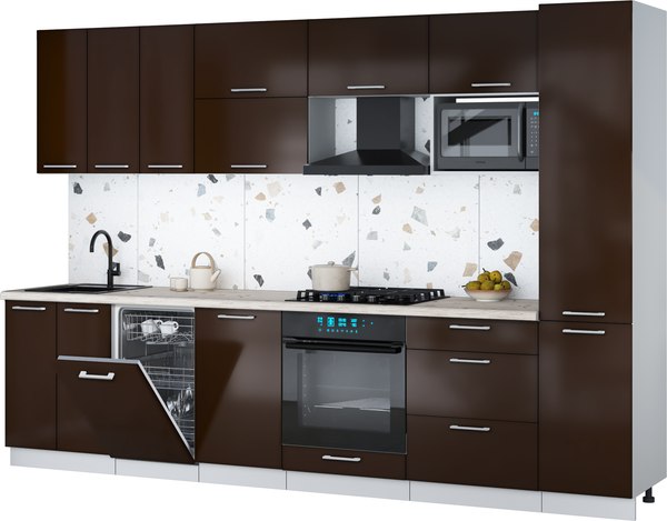 Кухонный гарнитур Интерлиния Мила Gloss 3.1-ПМ4 - фото