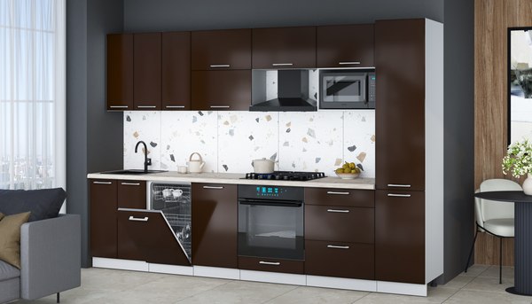 Кухонный гарнитур Интерлиния Мила Gloss 3.1-ПМ4