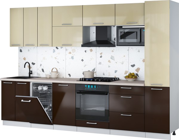 Кухонный гарнитур Интерлиния Мила Gloss 3.1-ПМ4 - фото