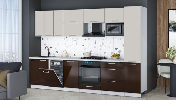 Кухонный гарнитур Интерлиния Мила Gloss 3.1-ПМ4