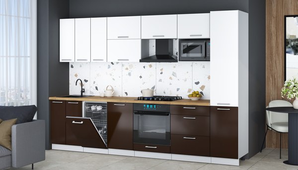 Кухонный гарнитур Интерлиния Мила Gloss 3.1-ПМ4