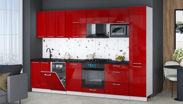 Кухонный гарнитур Интерлиния Мила Gloss 3.1-ПМ4