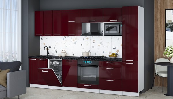 Кухонный гарнитур Интерлиния Мила Gloss 3.1-ПМ4