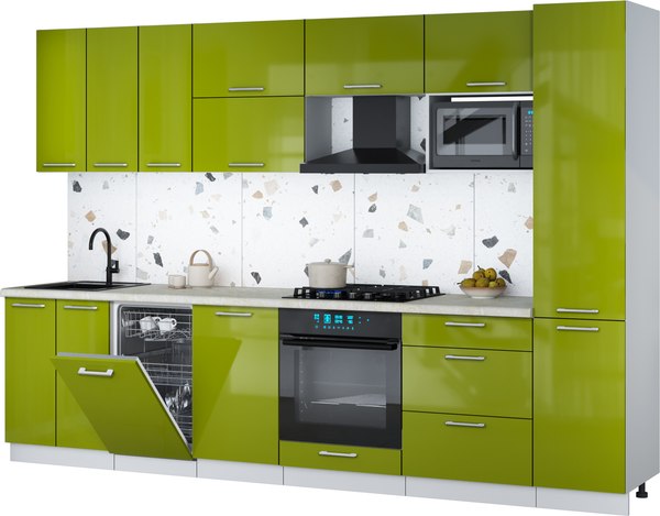 Кухонный гарнитур Интерлиния Мила Gloss 3.1-ПМ4 - фото