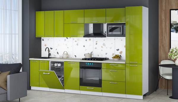 Кухонный гарнитур Интерлиния Мила Gloss 3.1-ПМ4