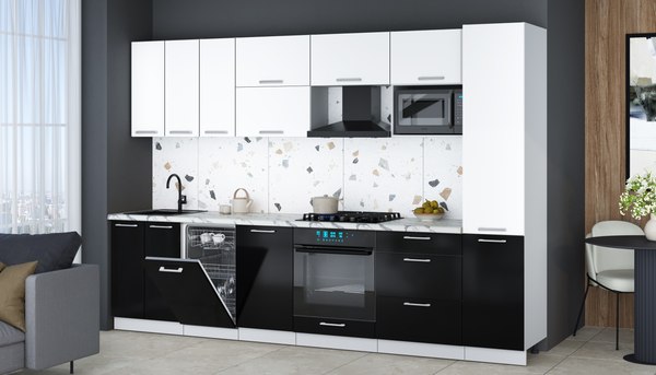 Кухонный гарнитур Интерлиния Мила Gloss 3.1-ПМ4