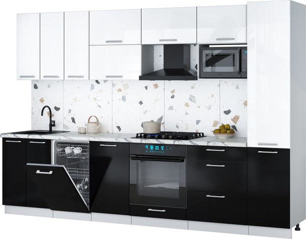 Кухонный гарнитур Интерлиния Мила Gloss 3.1-ПМ4 - фото