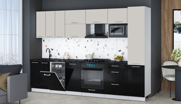 Кухонный гарнитур Интерлиния Мила Gloss 3.1-ПМ4