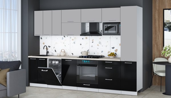 Кухонный гарнитур Интерлиния Мила Gloss 3.1-ПМ4