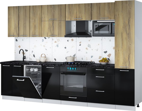 Кухонный гарнитур Интерлиния Мила Gloss 3.1-ПМ4 - фото