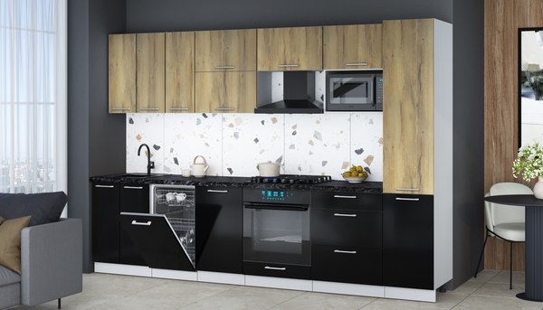 Кухонный гарнитур Интерлиния Мила Gloss 3.1-ПМ4