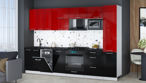 Кухонный гарнитур Интерлиния Мила Gloss 3.1-ПМ4