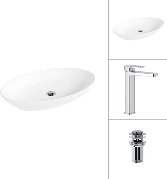 Умывальник со смесителем Lauter 21571 + Cascade 21СК0655C с донным клапаном 21190CH - фото