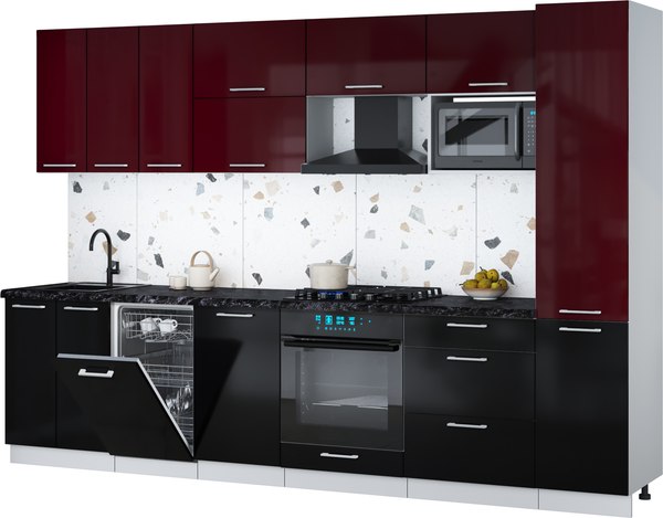 Кухонный гарнитур Интерлиния Мила Gloss 3.1-ПМ4 - фото