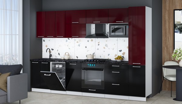 Кухонный гарнитур Интерлиния Мила Gloss 3.1-ПМ4