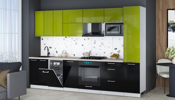 Кухонный гарнитур Интерлиния Мила Gloss 3.1-ПМ4