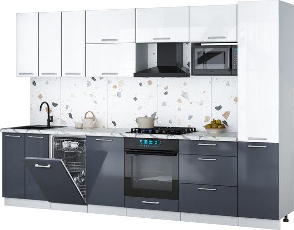 Кухонный гарнитур Интерлиния Мила Gloss 3.1-ПМ4 - фото