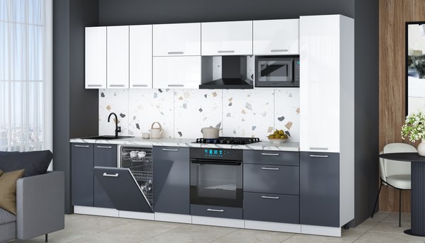 Кухонный гарнитур Интерлиния Мила Gloss 3.1-ПМ4