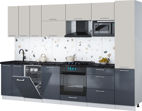 Кухонный гарнитур Интерлиния Мила Gloss 3.1-ПМ4 - фото