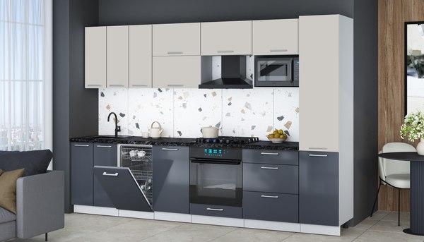 Кухонный гарнитур Интерлиния Мила Gloss 3.1-ПМ4