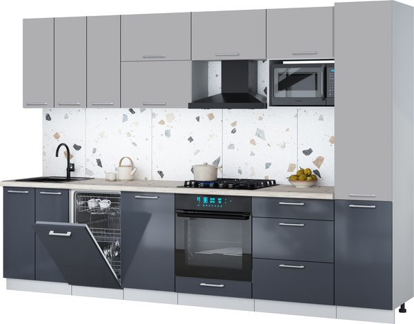 Кухонный гарнитур Интерлиния Мила Gloss 3.1-ПМ4 - фото