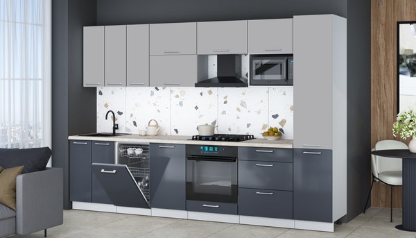 Кухонный гарнитур Интерлиния Мила Gloss 3.1-ПМ4