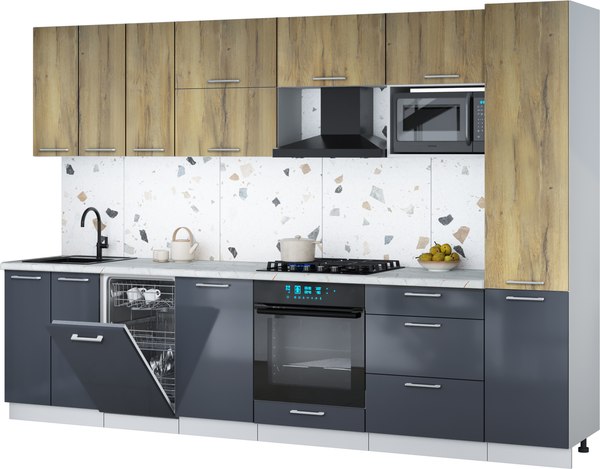 Кухонный гарнитур Интерлиния Мила Gloss 3.1-ПМ4 - фото