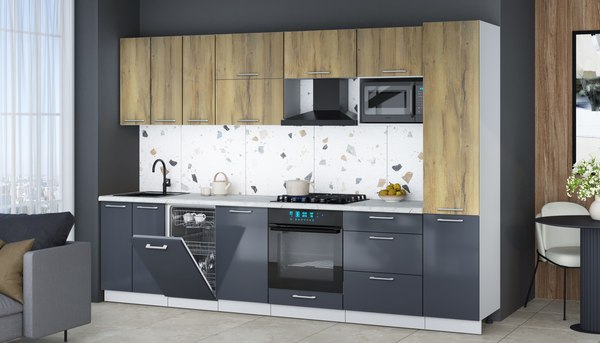 Кухонный гарнитур Интерлиния Мила Gloss 3.1-ПМ4