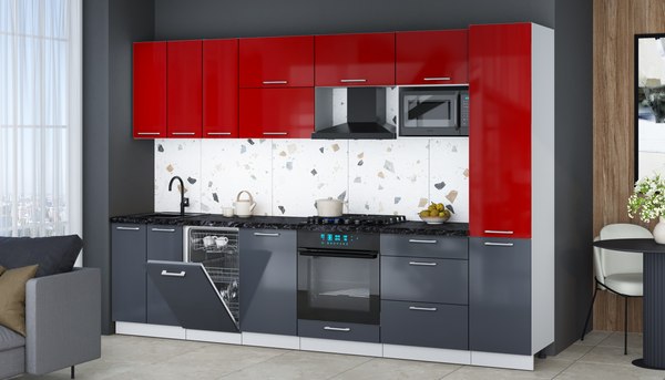 Кухонный гарнитур Интерлиния Мила Gloss 3.1-ПМ4