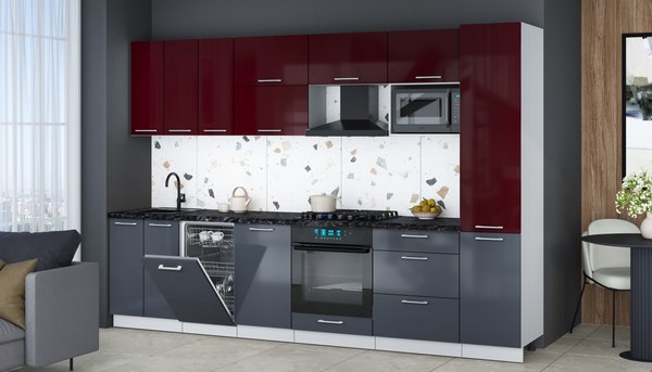 Кухонный гарнитур Интерлиния Мила Gloss 3.1-ПМ4