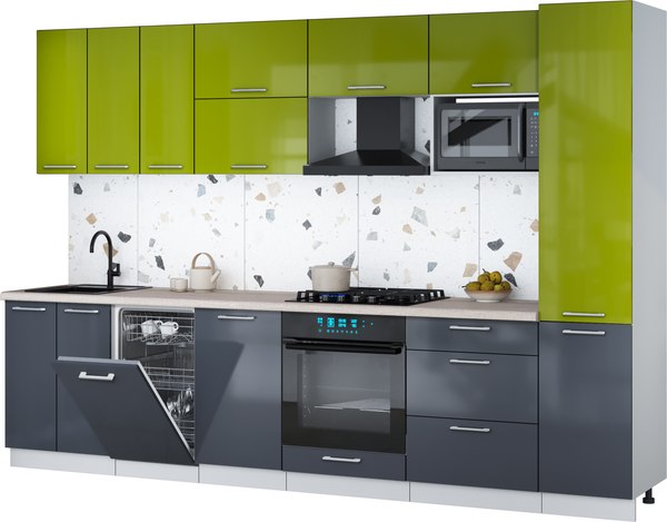 Кухонный гарнитур Интерлиния Мила Gloss 3.1-ПМ4 - фото