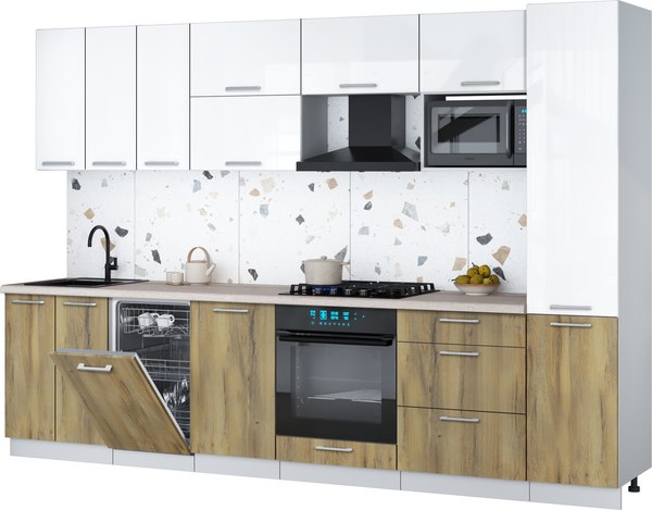 Кухонный гарнитур Интерлиния Мила Gloss 3.1-ПМ4 - фото