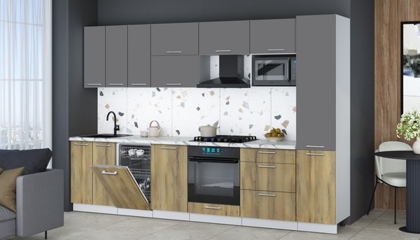 Кухонный гарнитур Интерлиния Мила Gloss 3.1-ПМ4