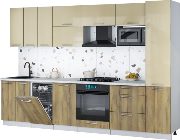 Кухонный гарнитур Интерлиния Мила Gloss 3.1-ПМ4 - фото