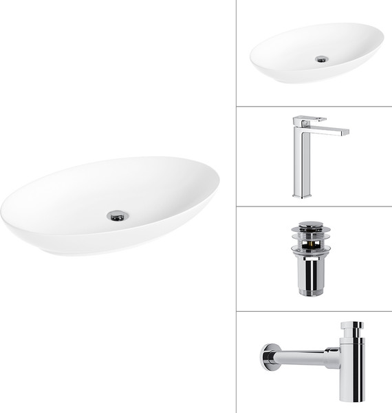 Умывальник со смесителем Lauter 21571 + Cascade 21СК0655C + сифон 21635CH + дон.клапан 21190CH - фото