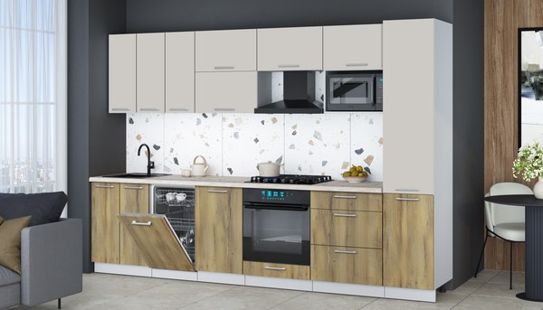 Кухонный гарнитур Интерлиния Мила Gloss 3.1-ПМ4