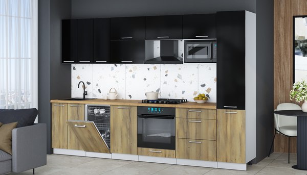 Кухонный гарнитур Интерлиния Мила Gloss 3.1-ПМ4