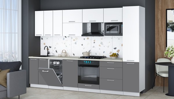 Кухонный гарнитур Интерлиния Мила Gloss 3.1-ПМ4