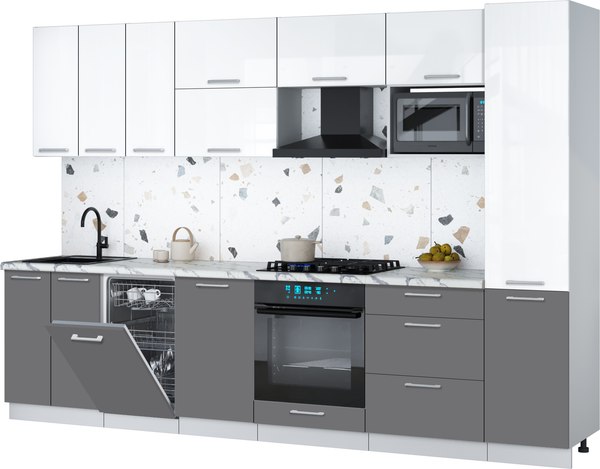 Кухонный гарнитур Интерлиния Мила Gloss 3.1-ПМ4 - фото