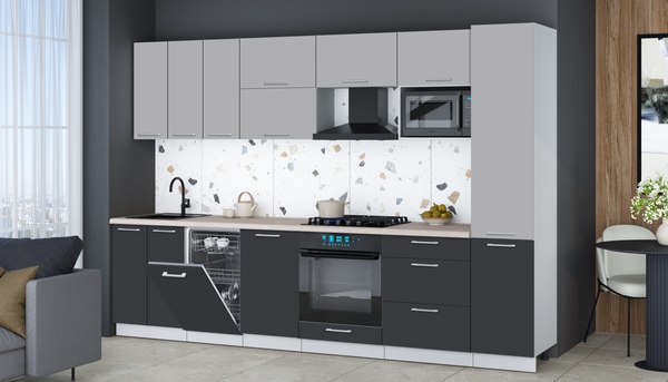 Кухонный гарнитур Интерлиния Мила Gloss 3.1-ПМ4