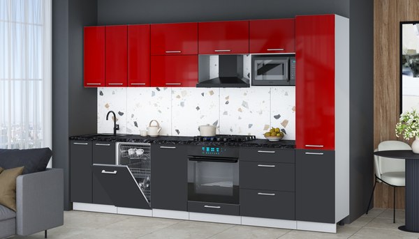 Кухонный гарнитур Интерлиния Мила Gloss 3.1-ПМ4