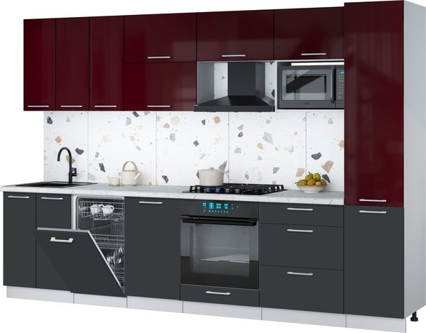 Кухонный гарнитур Интерлиния Мила Gloss 3.1-ПМ4 - фото