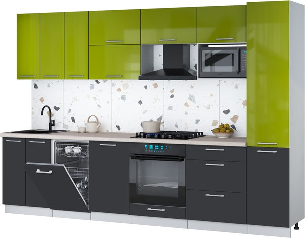 Кухонный гарнитур Интерлиния Мила Gloss 3.1-ПМ4 - фото