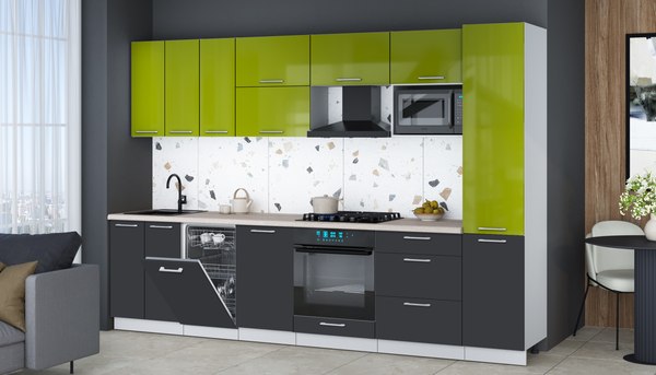 Кухонный гарнитур Интерлиния Мила Gloss 3.1-ПМ4