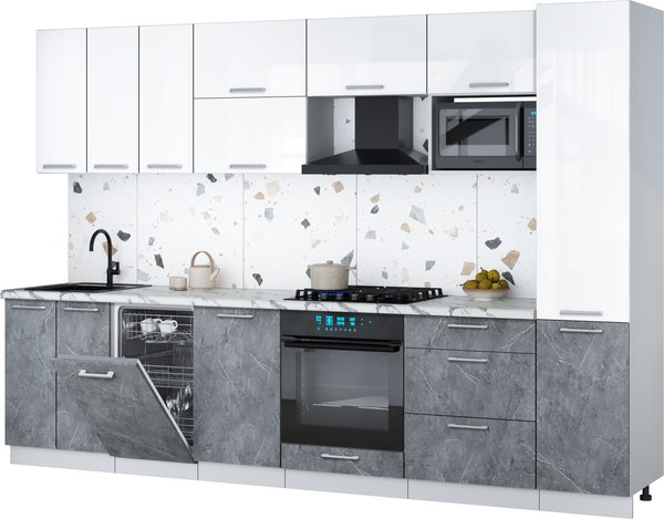 Кухонный гарнитур Интерлиния Мила Gloss 3.1-ПМ4 - фото