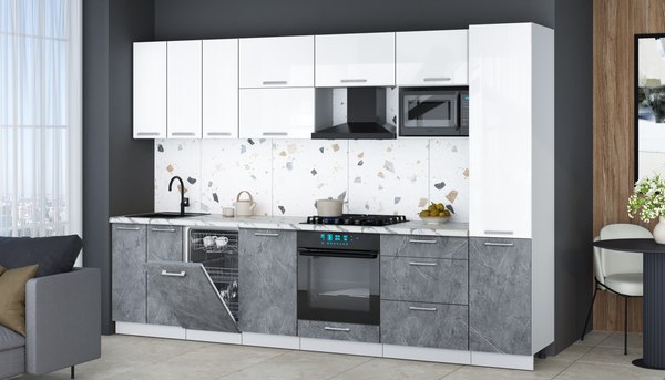 Кухонный гарнитур Интерлиния Мила Gloss 3.1-ПМ4