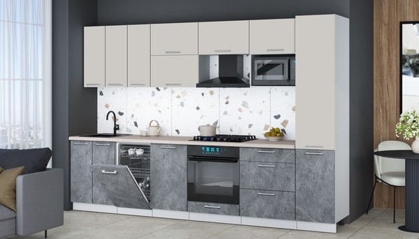 Кухонный гарнитур Интерлиния Мила Gloss 3.1-ПМ4