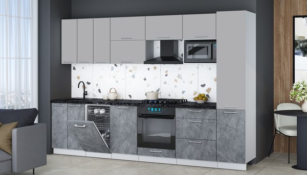 Кухонный гарнитур Интерлиния Мила Gloss 3.1-ПМ4