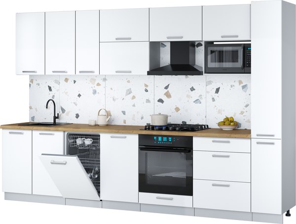 Кухонный гарнитур Интерлиния Мила Gloss 3.2-ПМ4 - фото