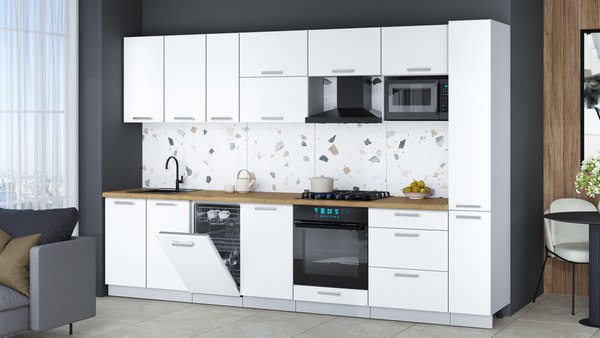 Кухонный гарнитур Интерлиния Мила Gloss 3.2-ПМ4